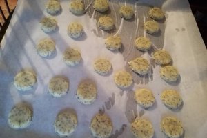 Biscuiti cu mac ornati cu mousse de ton