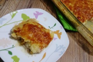 Piept de pui cu porumb, ardei si piure, la cuptor