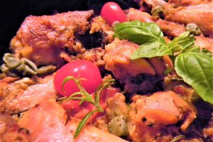 Iepure la cuptor cu salata de valeriana