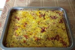Omleta la cuptor cu sfecla, seminte de in si fulgi de ovaz