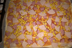 Pizza cu salam frantuzesc si sunca de pui