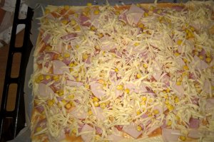 Pizza cu salam frantuzesc si sunca de pui