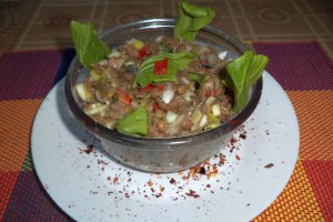 Salata de linte verde, macrou afumat si pak choi