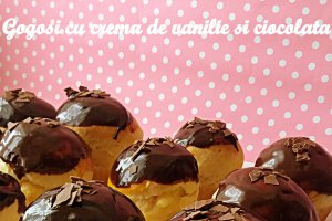 Gogosi/briose cu crema de vanilie si ciocolata