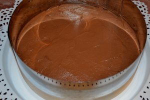 Tort cu ciocolata, mure si crema caramel