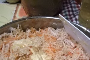 Salata de pui, telina,mere, morcovi si miez de nuca