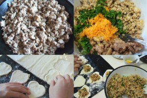 Inimi de foietaj cu carne si susan