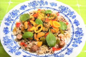 Fructe de mare, cu orez si busuioc