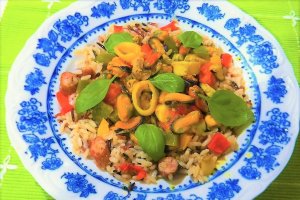 Fructe de mare, cu orez si busuioc