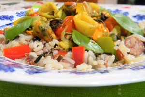 Fructe de mare, cu orez si busuioc