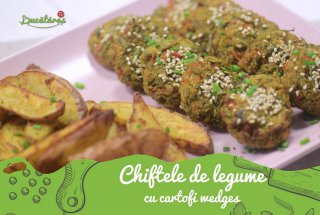 Chiftele de legume de post cu cartofi wedges la cuptor