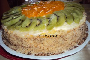 Desert tort cu crema de vanilie si fructe