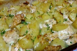Cartofi si piept de pui cu lamaie si parmezan