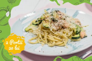 Spaghette cu somon si zucchini