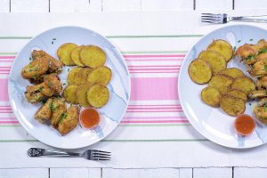 Aripioare dulci-picante cu cartofi la cuptor