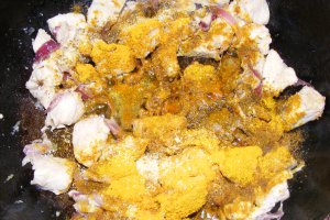 Piept de pui cu sos de curry si ananas
