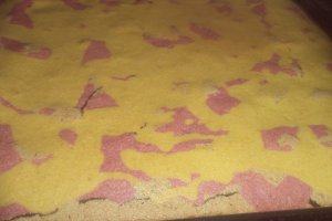 Desert prajitura multicolora cu jeleu de capsuni
