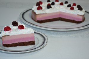 Desert tort cu crema de zmeura si mure