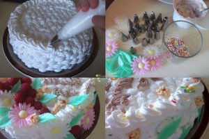 Desert tort-Cos cu flori si zmeura
