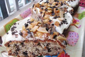 Desert prajitura cu banane si crema de branza