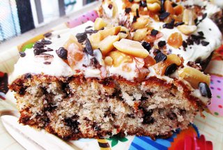 Desert prajitura cu banane si crema de branza