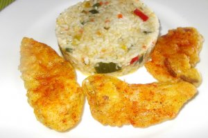 Pilaf din orez si bulgur cu snitele de pleurotus