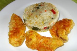 Pilaf din orez si bulgur cu snitele de pleurotus