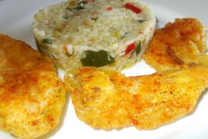 Pilaf din orez si bulgur cu snitele de pleurotus