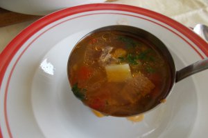 Bors cu legume si carne de vita