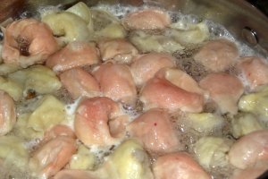 Tortellini ( bicolori ) de casa, cu ciuperci si cascaval