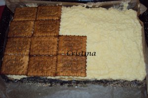 Desert prajitura cu mere, mac si crema de vanilie