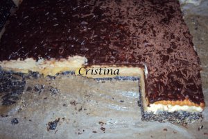 Desert prajitura cu mere, mac si crema de vanilie