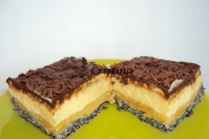 Desert prajitura cu mere, mac si crema de vanilie