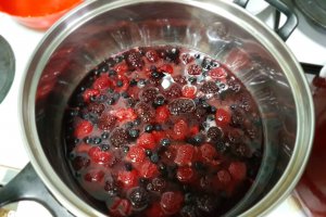 Desert tort cu crema de ciocolata si jeleu de fructe de padure