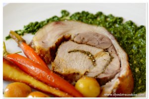 Rulada cu muschi de porc si pesto de leurda