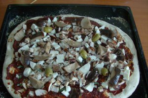 Pizza cu pui marinat