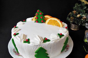Desert tort cu creme de ciocolata si jeleu de portocale