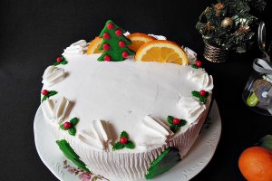Desert tort cu creme de ciocolata si jeleu de portocale