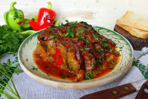Evantai din carne de porc cu legume