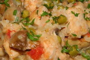 Orez cu piept de pui, mazare si ciuperci la slow cooker Crock-Pot