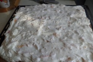 Desert tort cu crema de iaurt si fructe ( din compot )