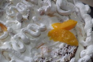 Desert tort cu crema de iaurt si fructe ( din compot )