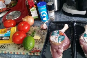 Mancarica de rata cu salata pimentata de rosii