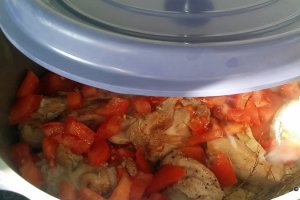 Mancarica de rata cu salata pimentata de rosii
