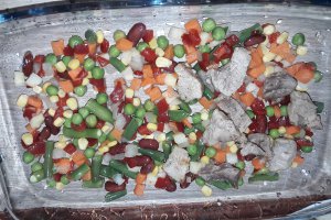 Budinca de legume cu carne de porc