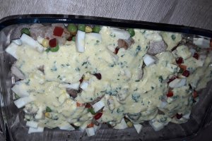 Budinca de legume cu carne de porc