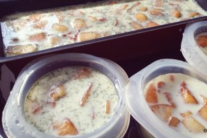 Desert flan cu mere si ceai verde Matcha