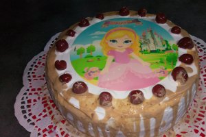 Desert tort Sofia cu frisca si cirese din compot