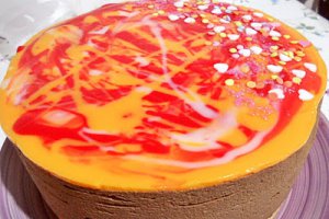 Desert tort cu  piersici si ciocolata