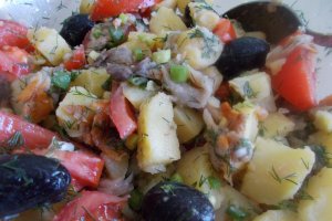 Salata de post, din cartofi si macrou afumat